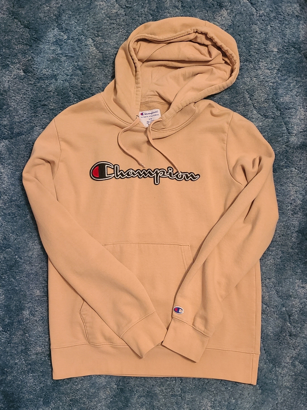 Champion Tan Pullover Hoodie with Script Logo